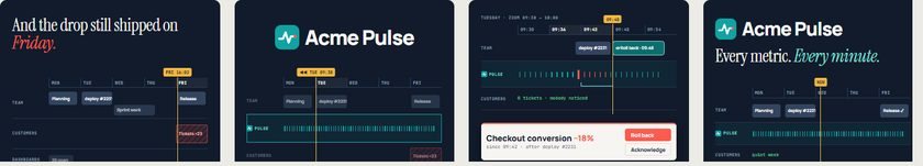 Calendar Timeline Scrub temasının dört anahtar karesi
