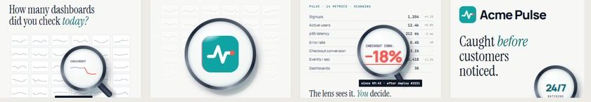 Glass Loupe & Refraction temasının dört anahtar karesi
